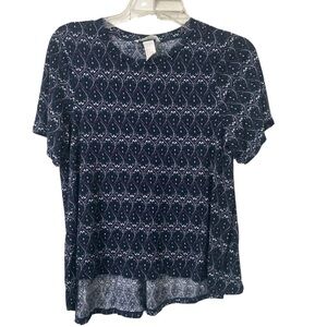 H&M Blue Boxy Short Sleeve High Low Blouse